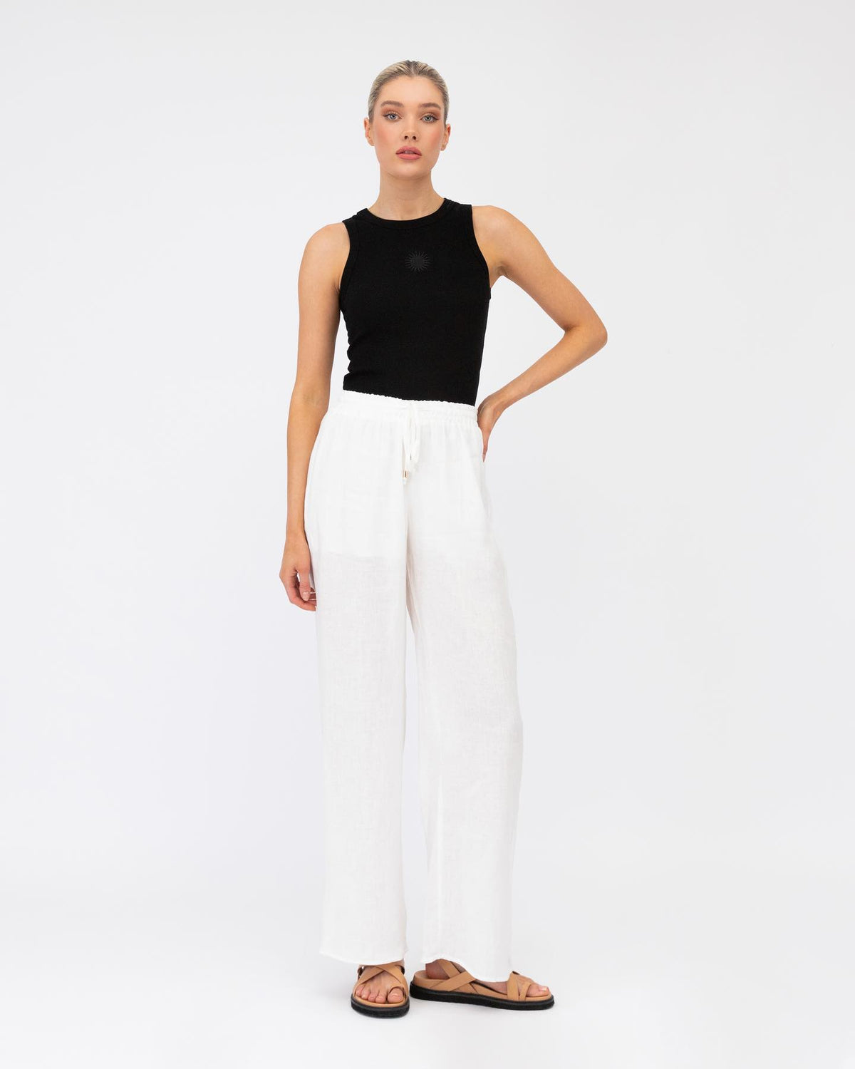 DRAWSTRING LINEN PANTS